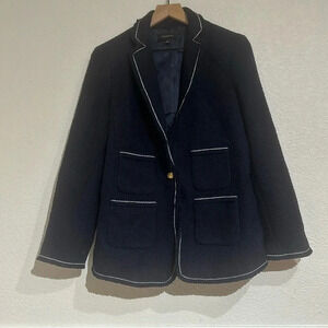 Talbots Tweed Blazer Jacket in Navy Blue